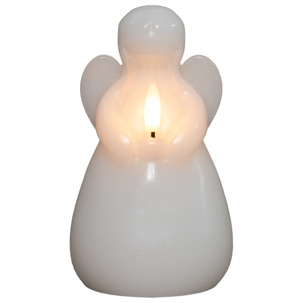 Biała Świeca LED na Baterie - Dekoracyjny Anioł z Knotem 8,5x14,5cm - TIMER