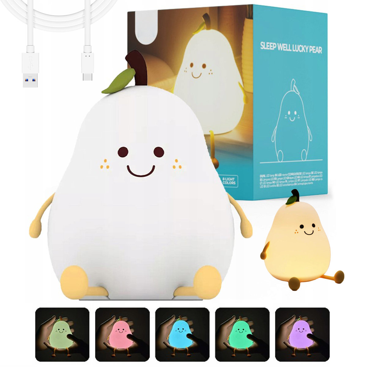 SILIKONOWA lampka nocna w kształcie GRUSZKI Lampeczka gruszka dla dzieci