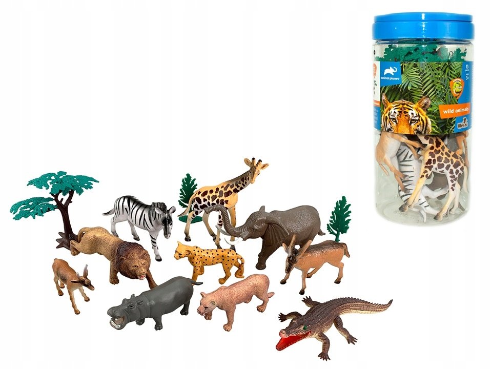 ZWIERZĘTA SAFARI W SŁOIKU FIGURKI AFRYKA ZABAWKA