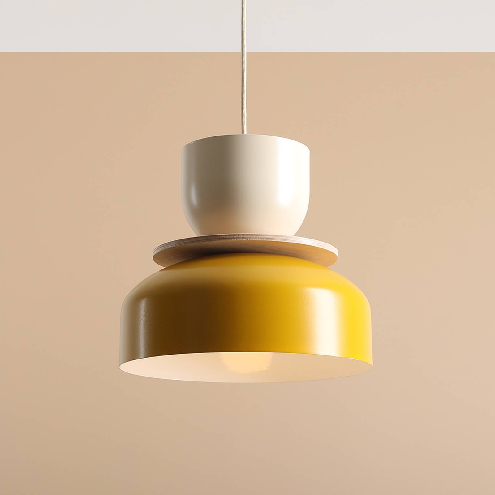 ALDEX Lampa wisząca Uto, żółty/kremowy, metalowy klosz