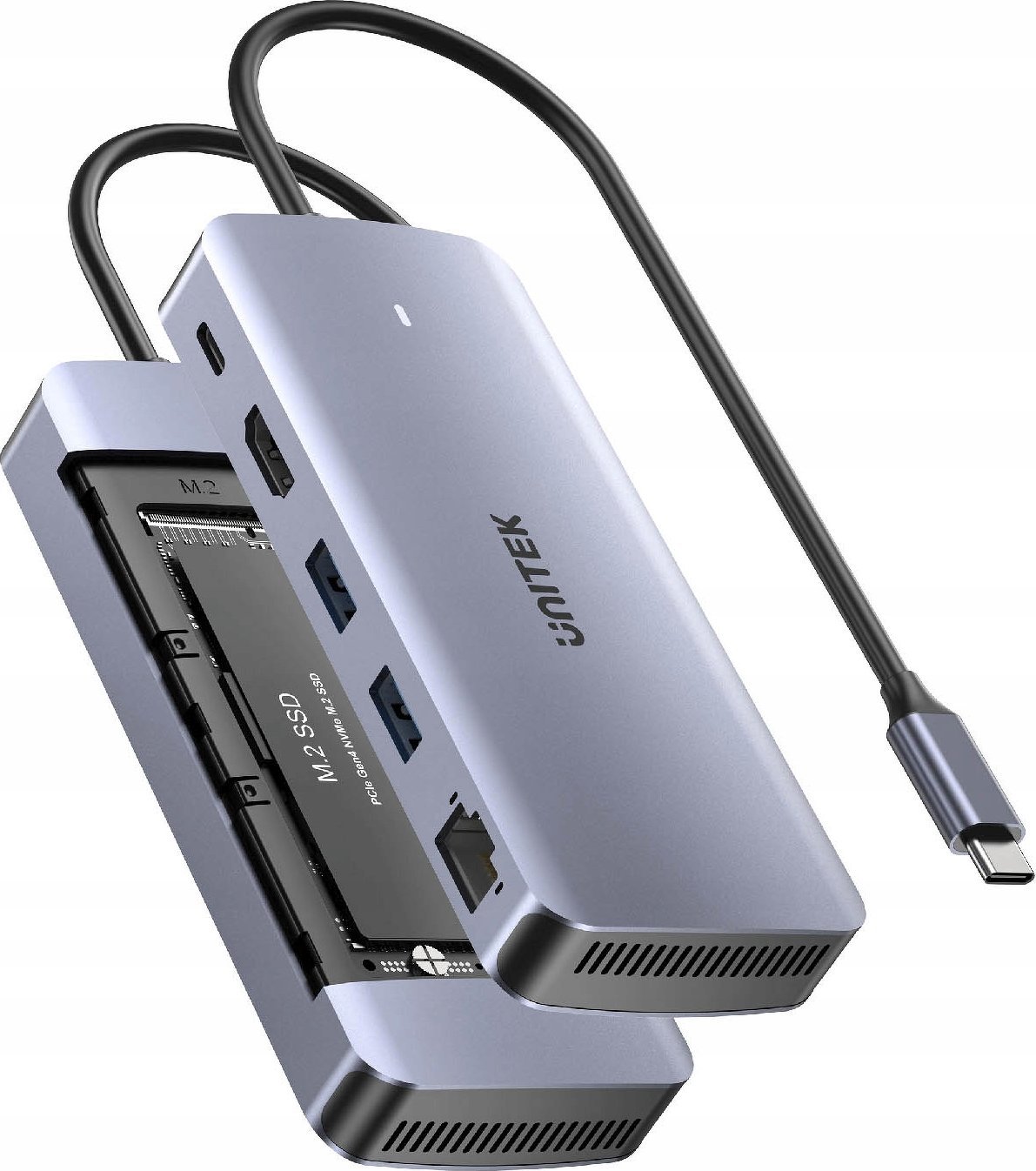 HUB USB Unitek Unitek Aktywny Hub USB-C 10 Gbps, Obudowa na dysk M.2, HDMI