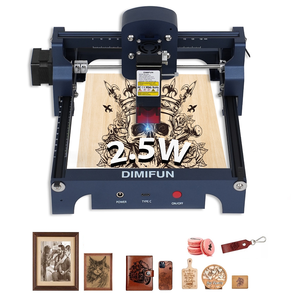 DIMIFUN D9 A25 2.5W Portable Laser Engraving Machine, Eye Protection, 10000mm/min Speed, 0.06mm Spot, 130*130mm
