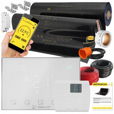 Folia grzewcza na podczerwień MISSION AIR Black Gold PTC 160W/m2 22m2 (22m x 100cm) + regulator Gemini Biały WiFi