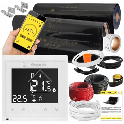 Folia grzewcza na podczerwień MISSION AIR Black Gold PTC 160W/m² (1mb x 100cm) + regulator Libra Biały WiFi