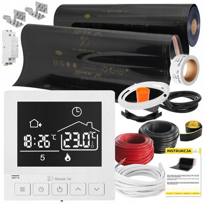 Folia grzewcza na podczerwień MISSION AIR Black Gold PTC 160W/m2 22m2 (22m x 100cm) + regulator Taurus Biały