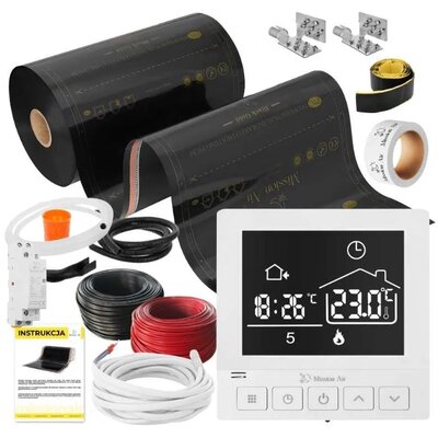 Folia grzewcza na podczerwień MISSION AIR Black Gold PTC 160W/m² 22m² szer. 50cm + regulator Taurus Biały