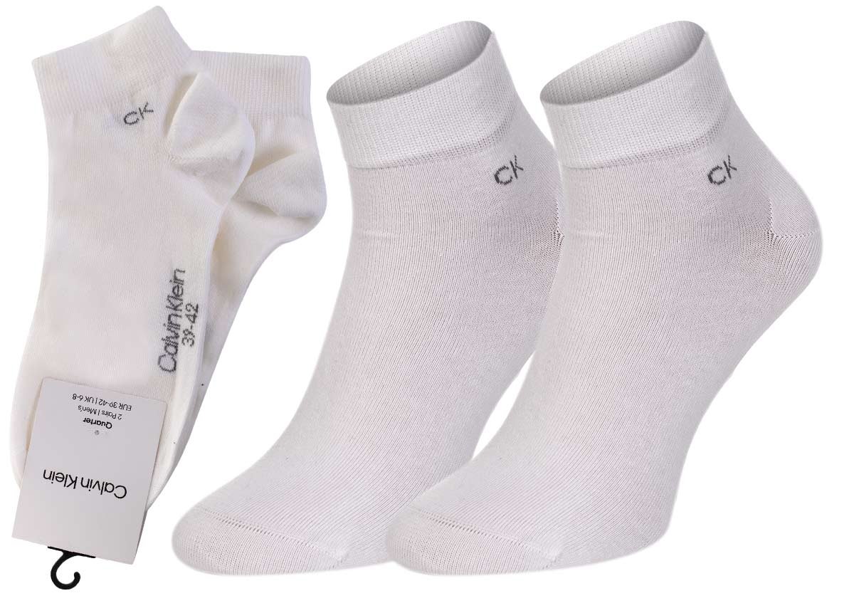 CALVIN  KLEIN SKARPETY SKARPETKI STOPKI 2 PARY WHITE 701218706 002 - Rozmiar: 39-42