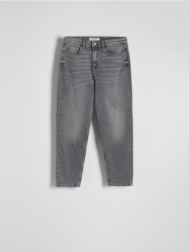 Reserved - Jeansy mom fit - szary