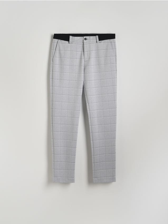 Reserved - Spodnie chino slim fit w kratę - jasnoszary
