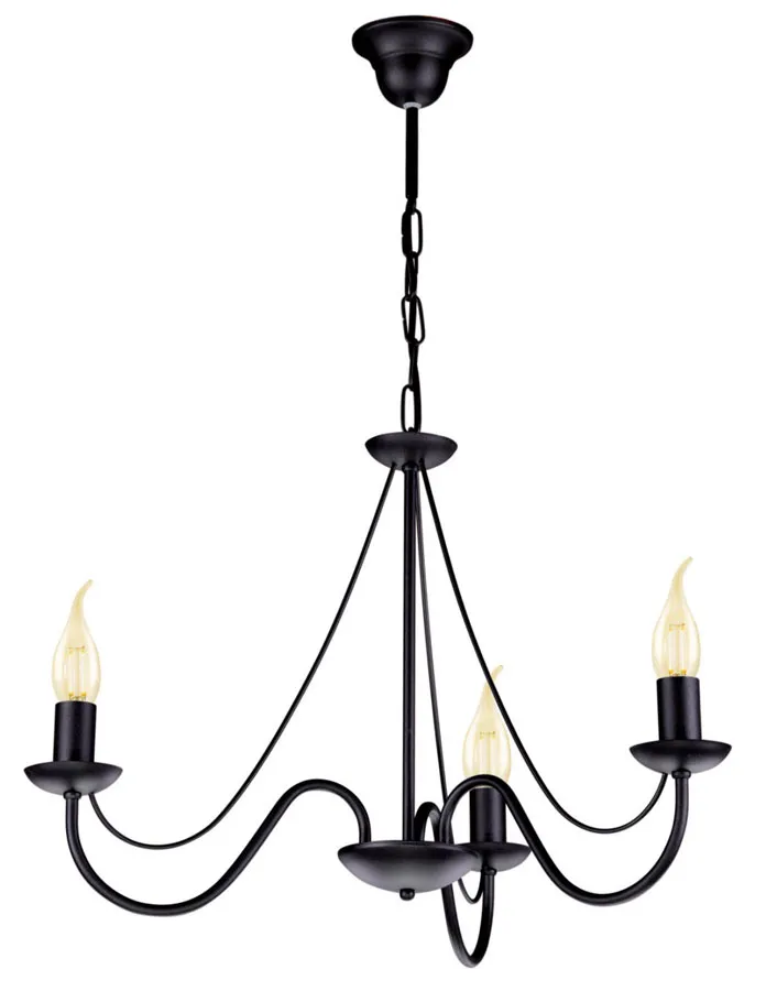 Czarny żyrandol świecznikowy trzyramienny S2-E97
