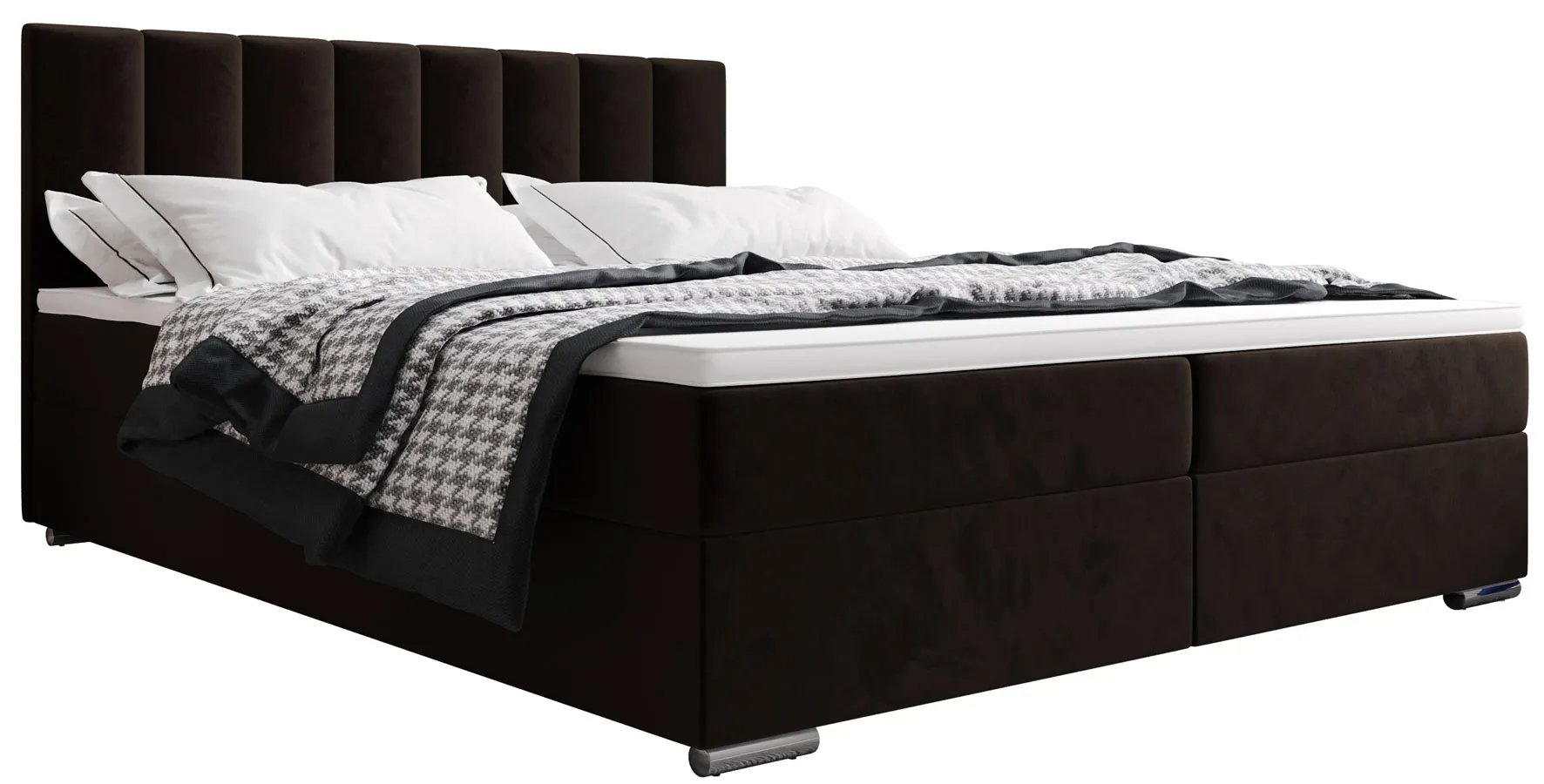 Kontynentalne łóżko welurowe z zagłówkiem 160x200 W7-H72