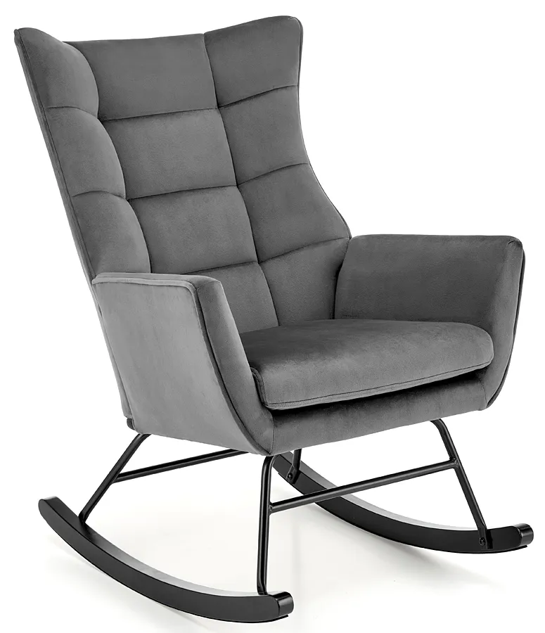 Tapicerowany popielaty bujany fotel C9-B06