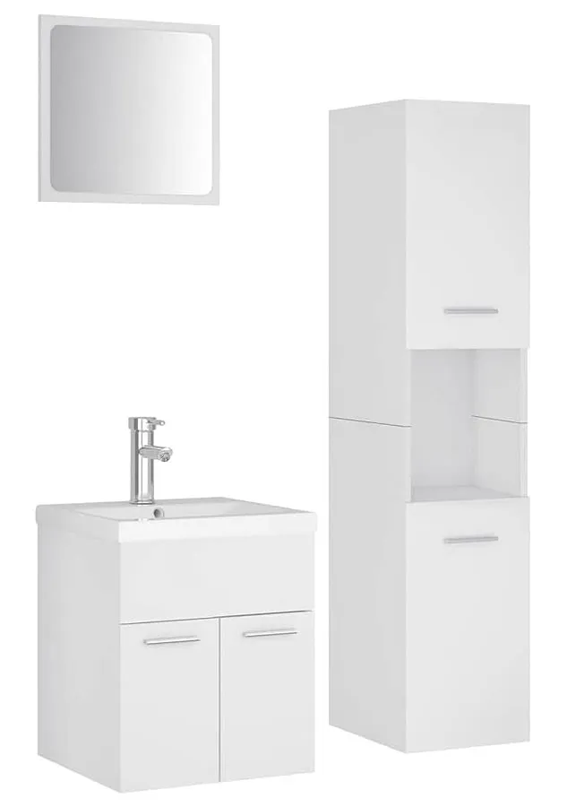 Zestaw białych matowych mebli łazienkowych z umywalką - Astron 3X