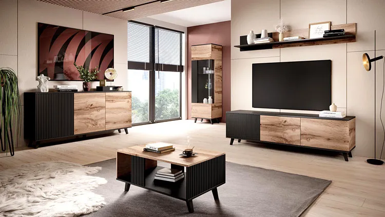 Zestaw 5 mebli do salonu w kolorze dąb wotan S3-L53