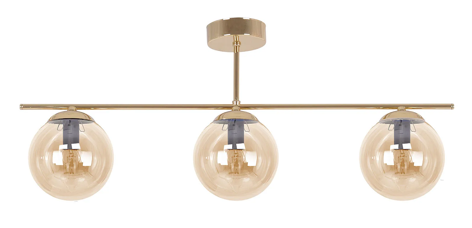 Złoto-bursztynowa trzypunktowa lampa sufitowa - 18X A672 T9-N28