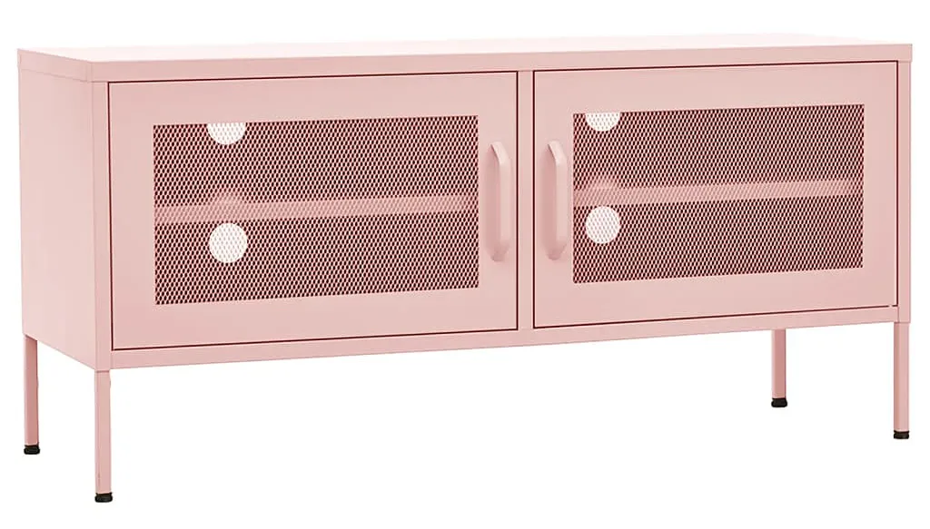 Różowa stalowa szafka RTV z 2 drzwiczkami L8-C01
