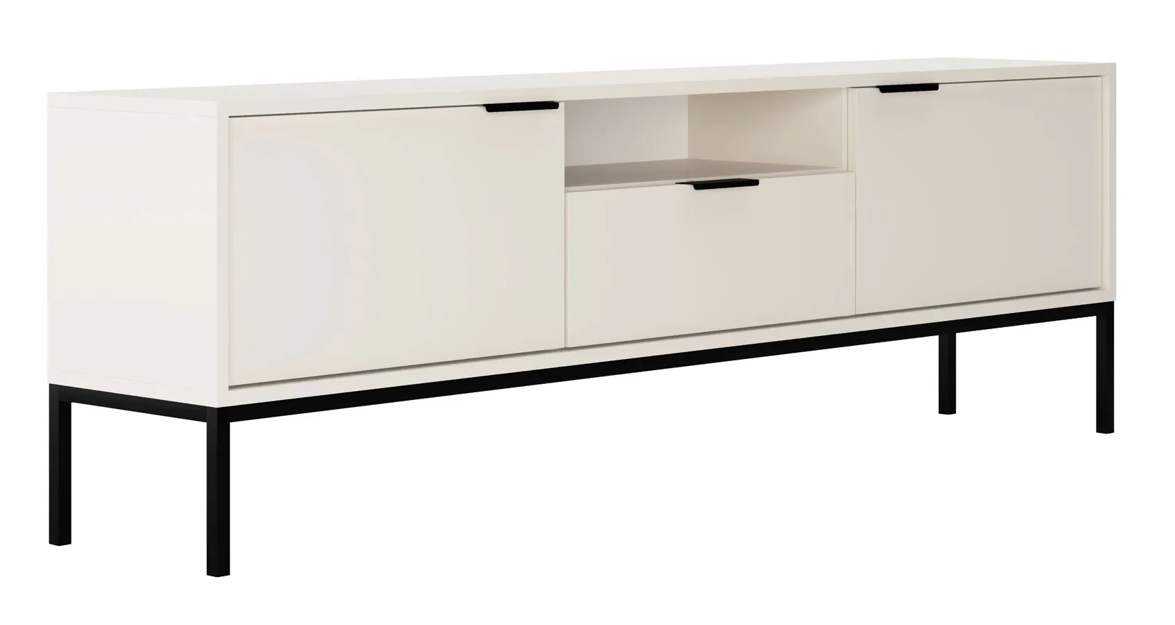 Biała Szafka Pod Tv Na Czarnych Nóżkach 175 Cm F4-D82