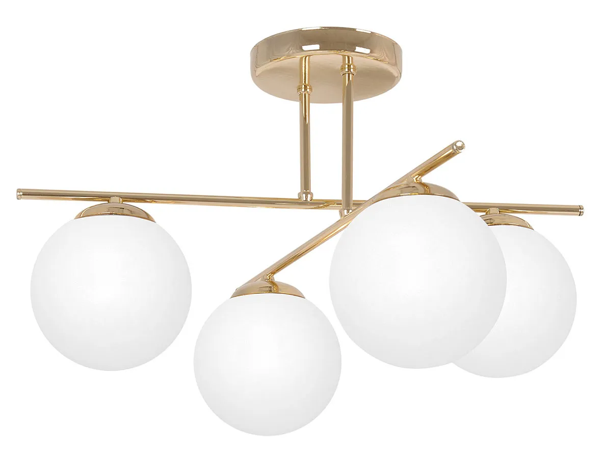 Złoto-biała lampa sufitowa z 4 szklanymi kloszami C8-S82