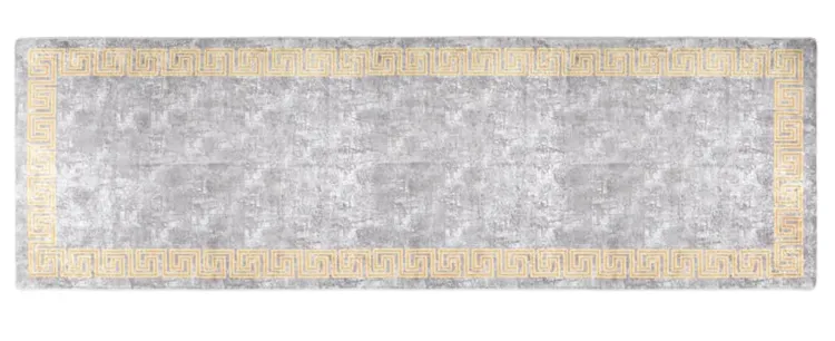 Szary stylowy dywan z greckim wzorem 80x300 cm N6-G11