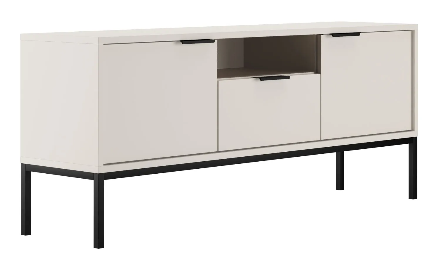 Nowoczesna szafka RTV na nóżkach 135 cm biały + czarny E8-F05
