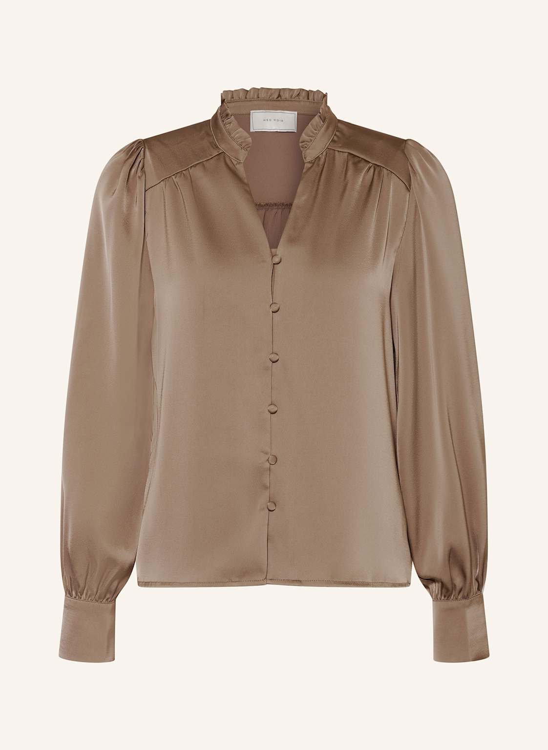 Neo Noir Bluzka Satynowa Massima Z Falbanką beige