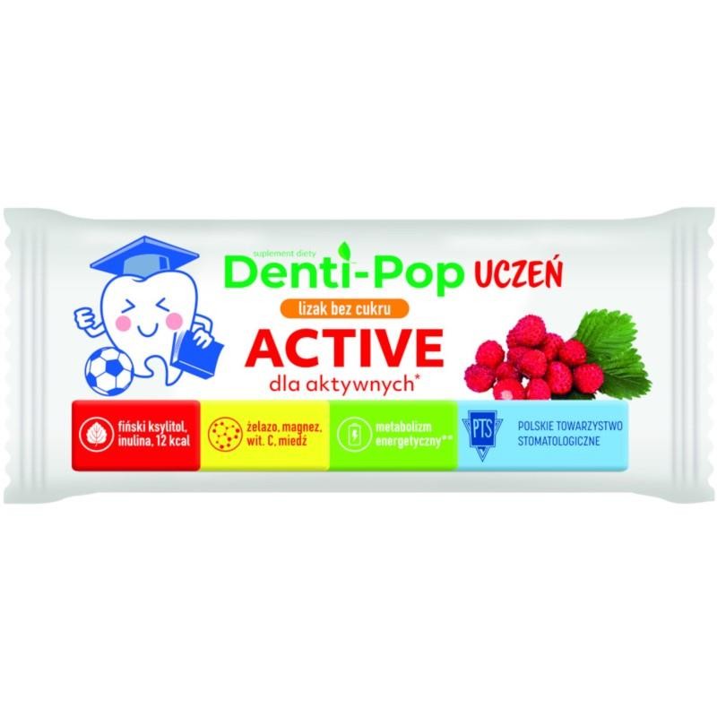 Lizak Denti-Pop Uczeń ACTIVE z witaminami o smaku poziomkowym 6g