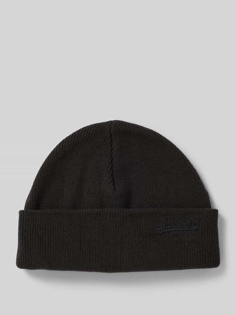 Czapka beanie z szerokim brzegiem i wyhaftowanym logo
