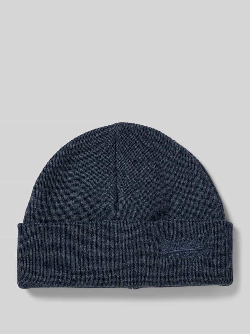 Czapka beanie z szerokim brzegiem i wyhaftowanym logo