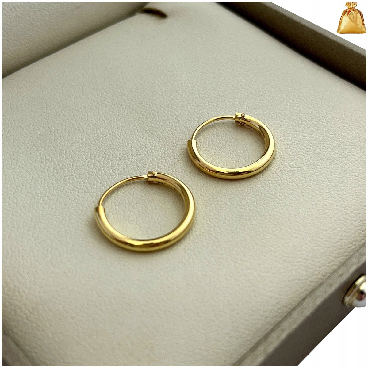 Złote Kolczyki Koła Kółka 1,6 Cm Srebro Pr. 925 Złoto 585 Pozłacane Prezent