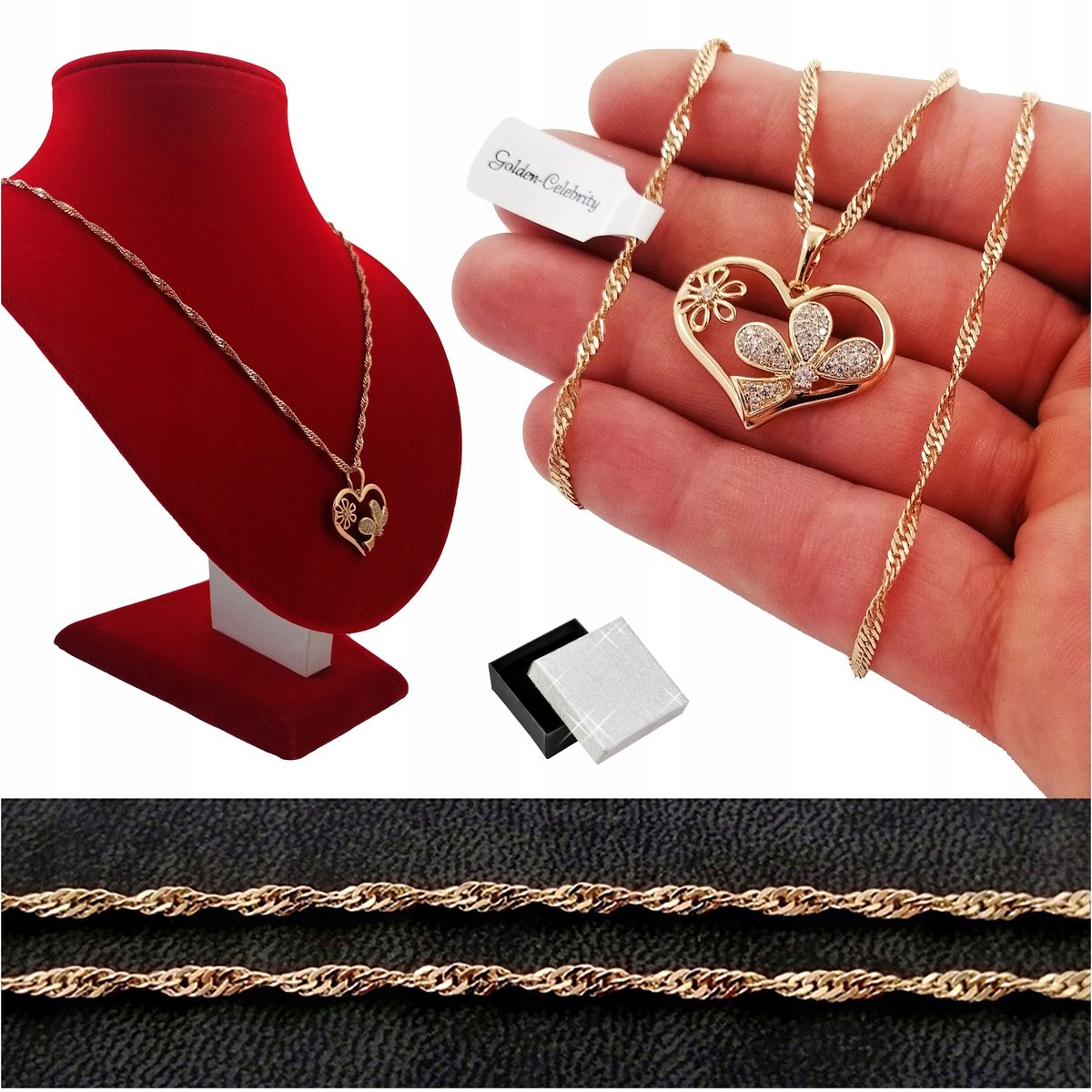 Piękny Naszyjnik Singapur Serce Kwiaty Na Prezent Dla Teściowej