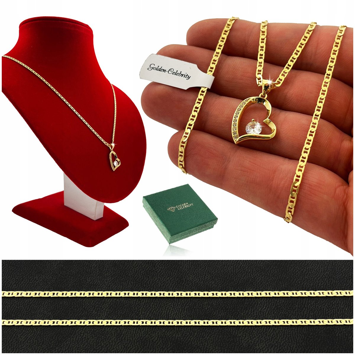 Złoty Naszyjnik Serce 925 Prezent Dla Kobiety Mamy Żony Babci Córki Wnuczki