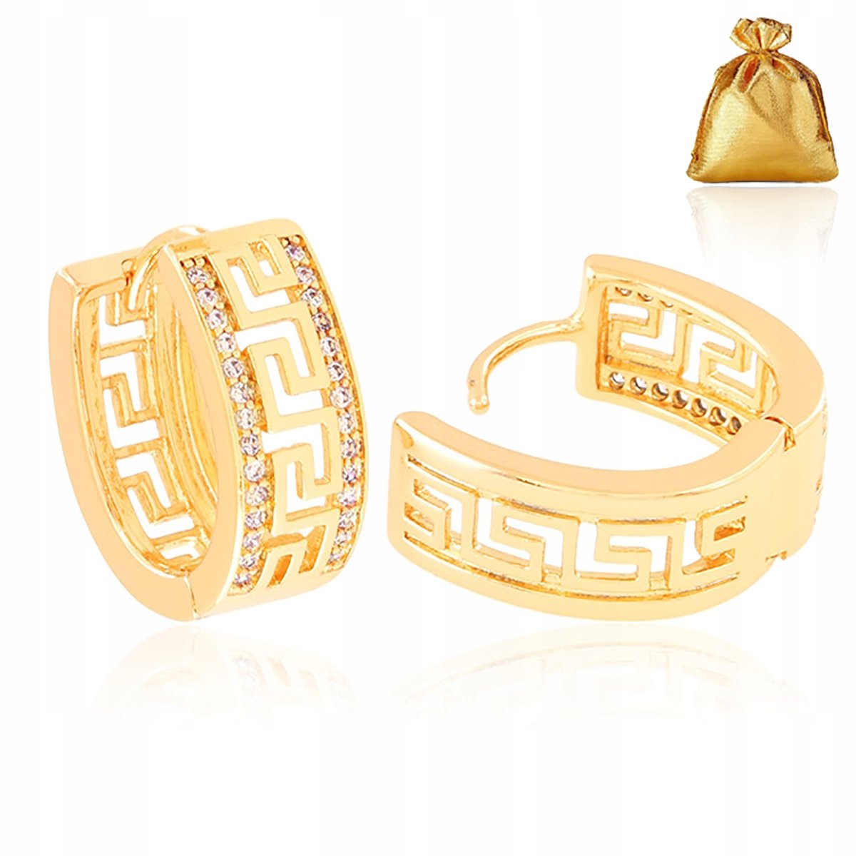 Damskie Złote Pozłacane Kolczyki Ze Stali Chirurgicznej Zapięcie Zatrzask