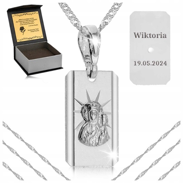 Srebrny Naszyjnik Z Medalikiem Pr. 925 Pamiątka I Komunii Świętej + Gratisy