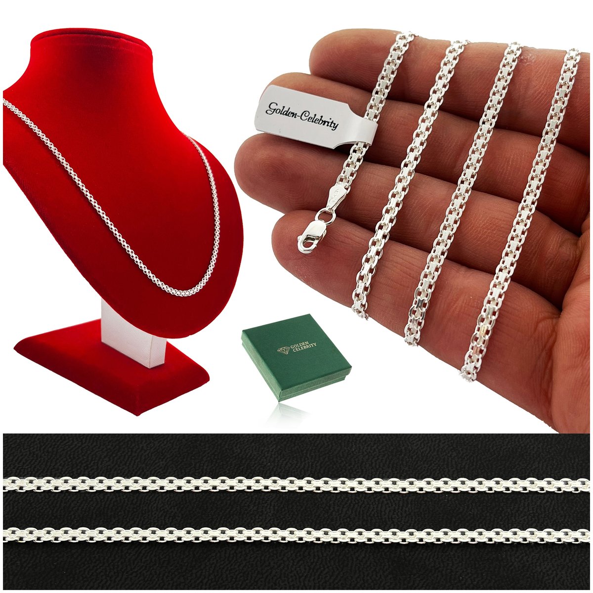 Łańcuszek Srebrny Damski Bismark 50 Cm 3 Mm 925 Prezent Dla Kobiety, Żony