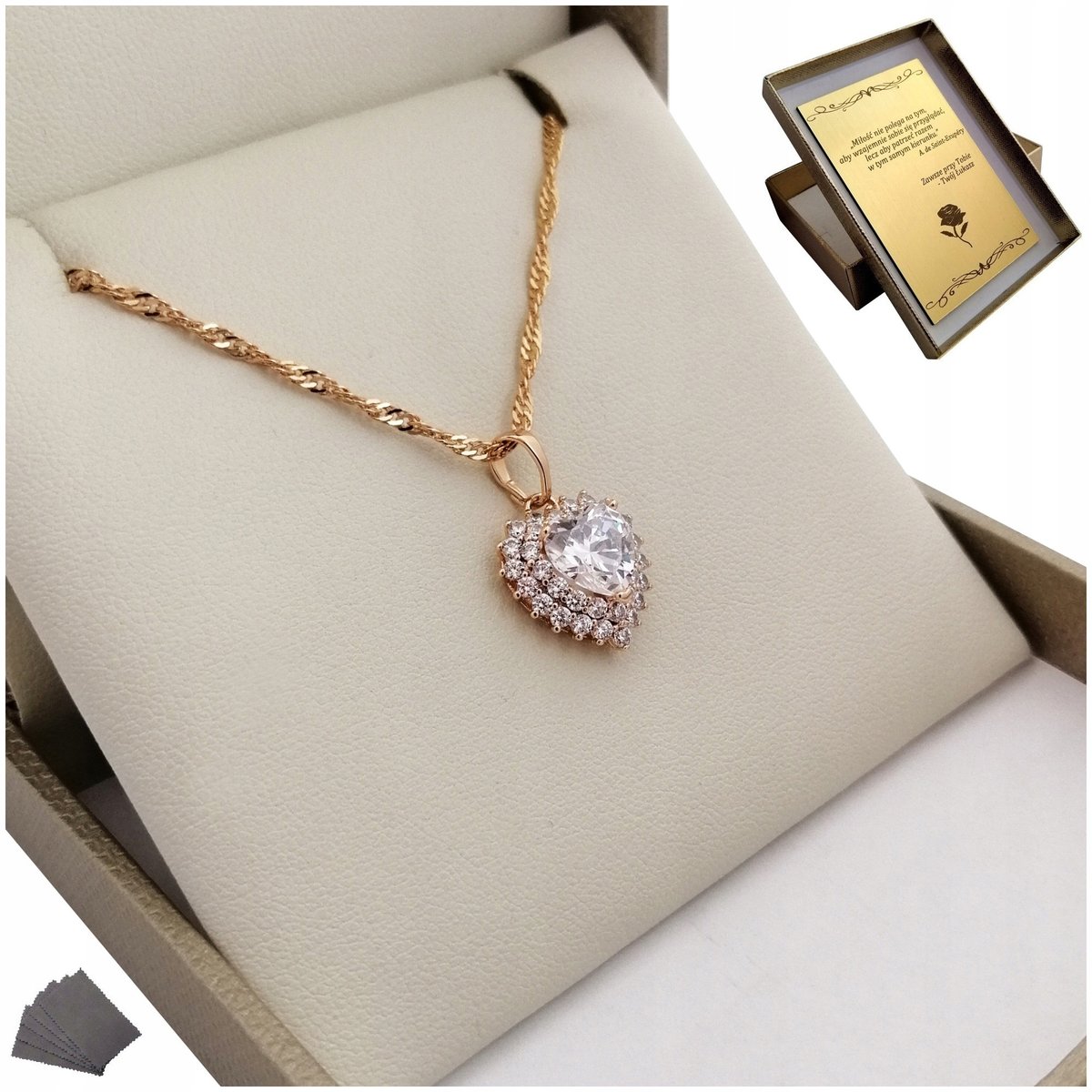 Złoty Łańcuszek Serduszko Prezent Na 30 40 50 60 Urodziny Dla Niej + Grawer