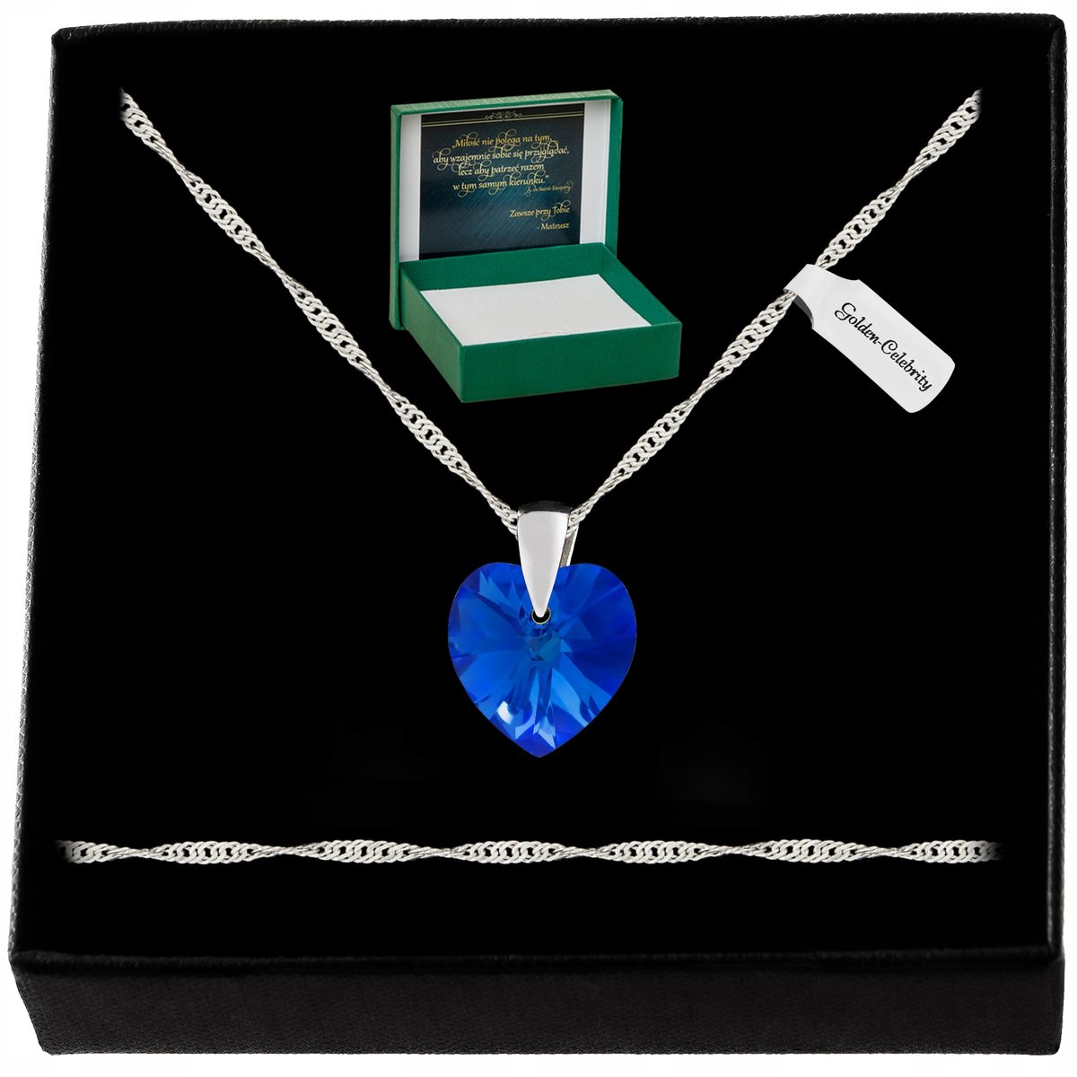 Srebrny Naszyjnik Serduszko Swarovski 925 Łańcuszek Zawieszka Dla Siostry