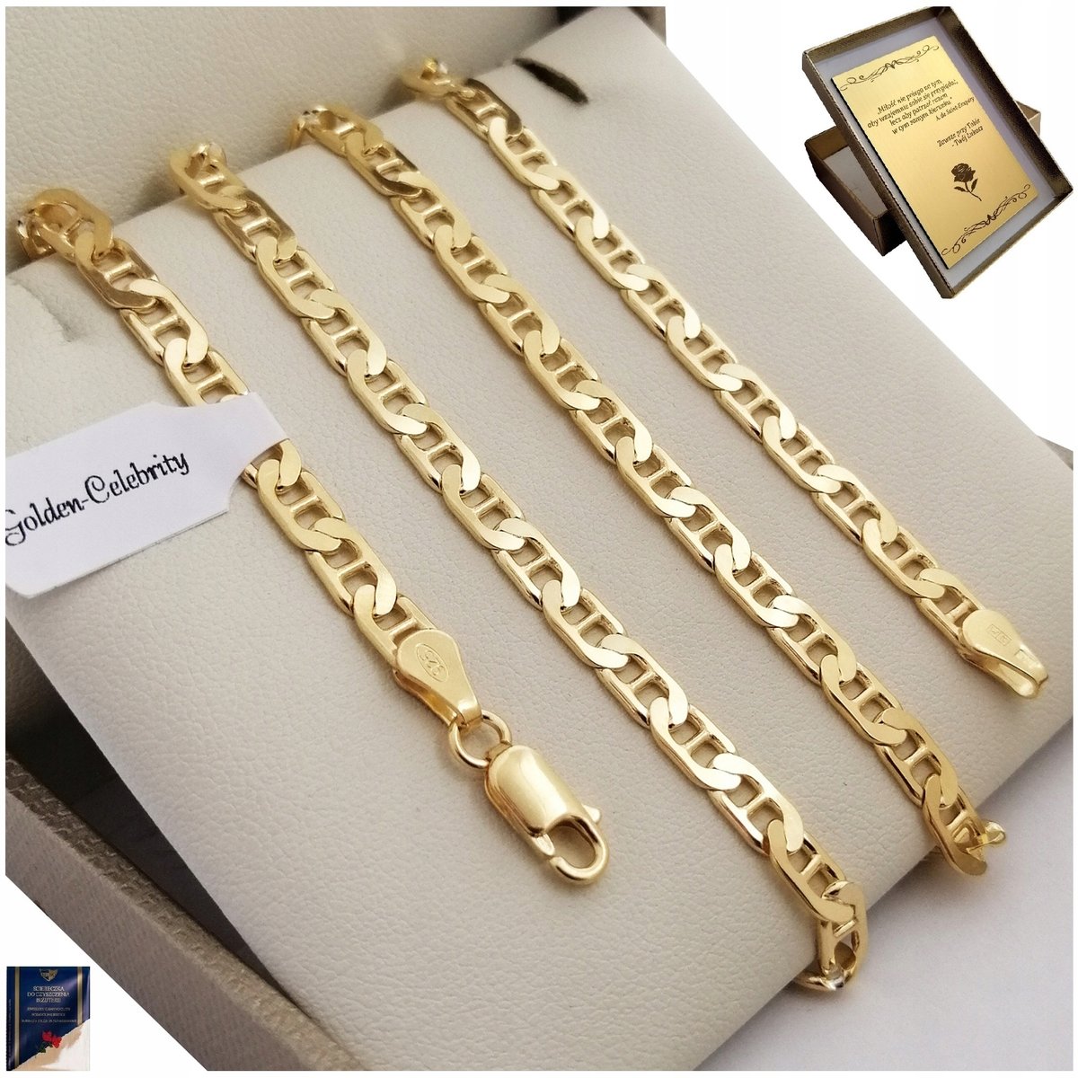 Gruby Złoty Łańcuszek Męski Gucci Szeroki 925 Prezent Dla Dziadka + Grawer