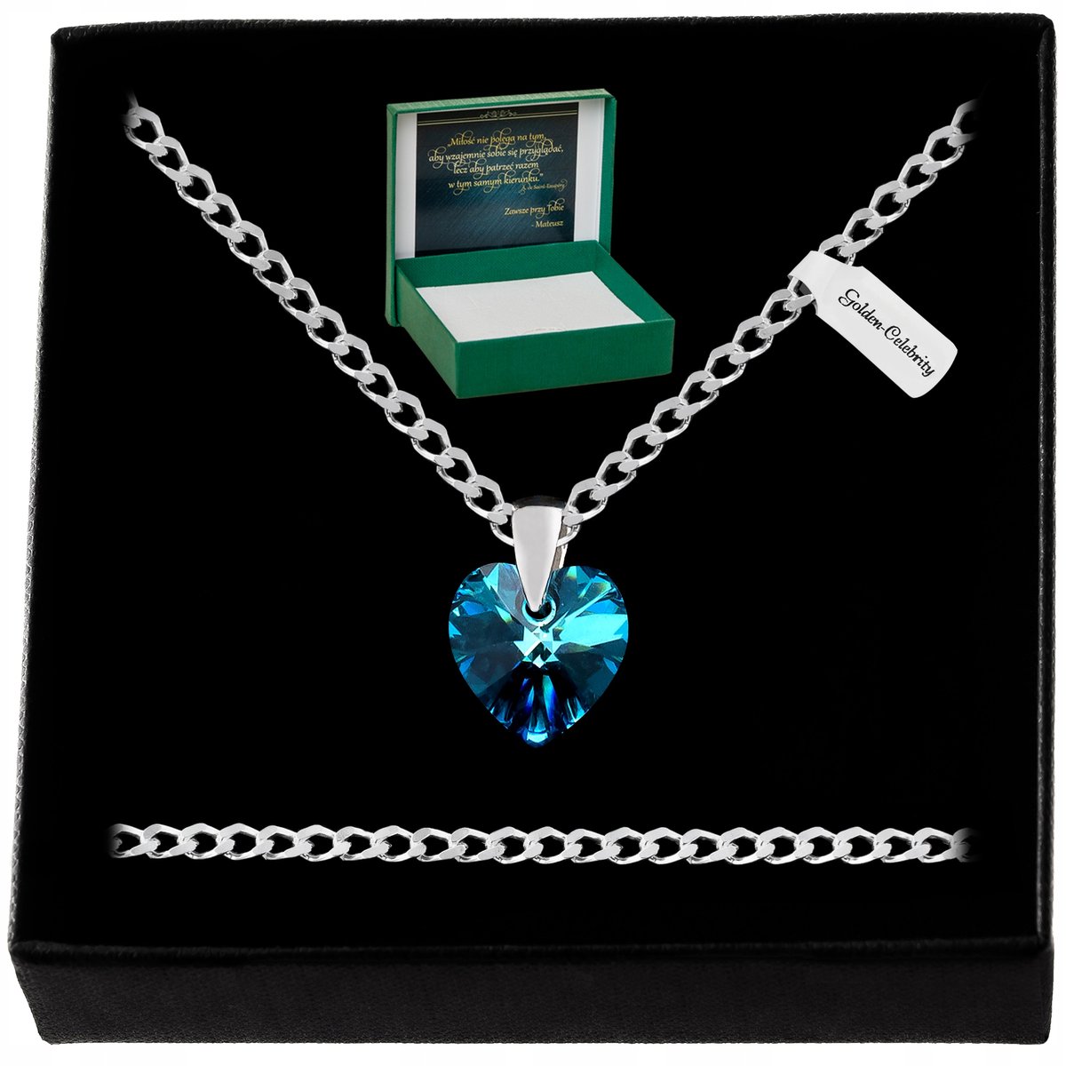 Srebrny Naszyjnik Serce Swarovski 925 Prezent Dla Dziewczyny, Kobiety, Mamy