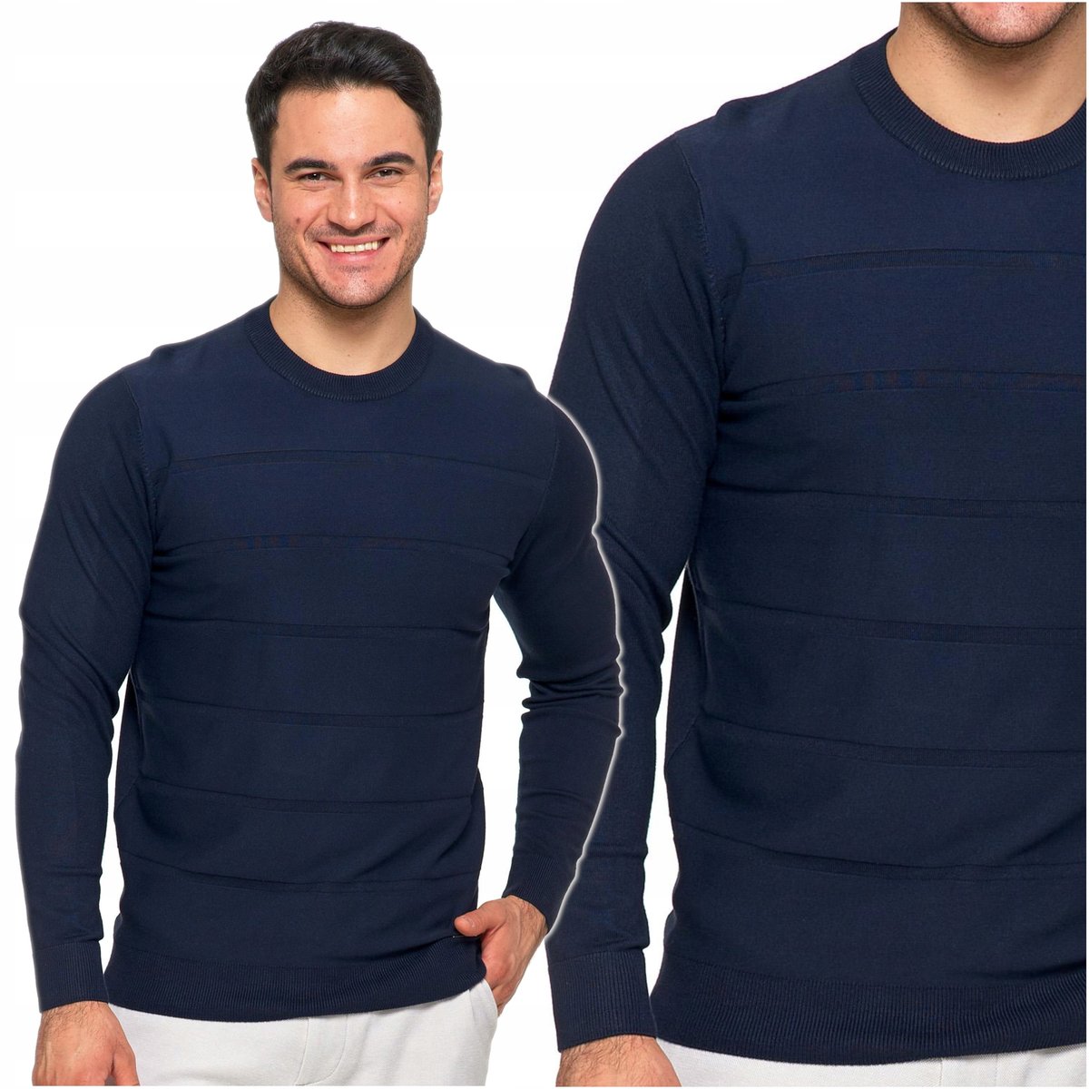 Elegancki Sweter Męski Okrągły Dekolt Klasyczny z Wiskozy Wygodny MORAJ XL