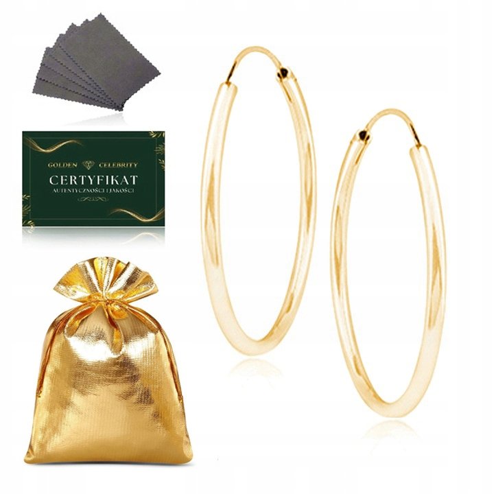 Kolczyki Złote Dla Dziewczynki Srebro Pozłacane Kółka 2,5Cm Komunia Chrzest