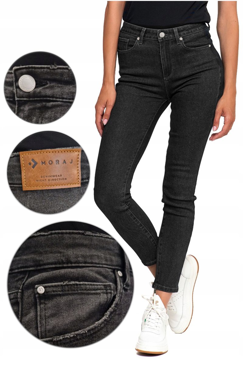 Spodnie Jeansowe Damskie Jeansy Skinny Wysoki Stan Wygodne MORAJ r. 42