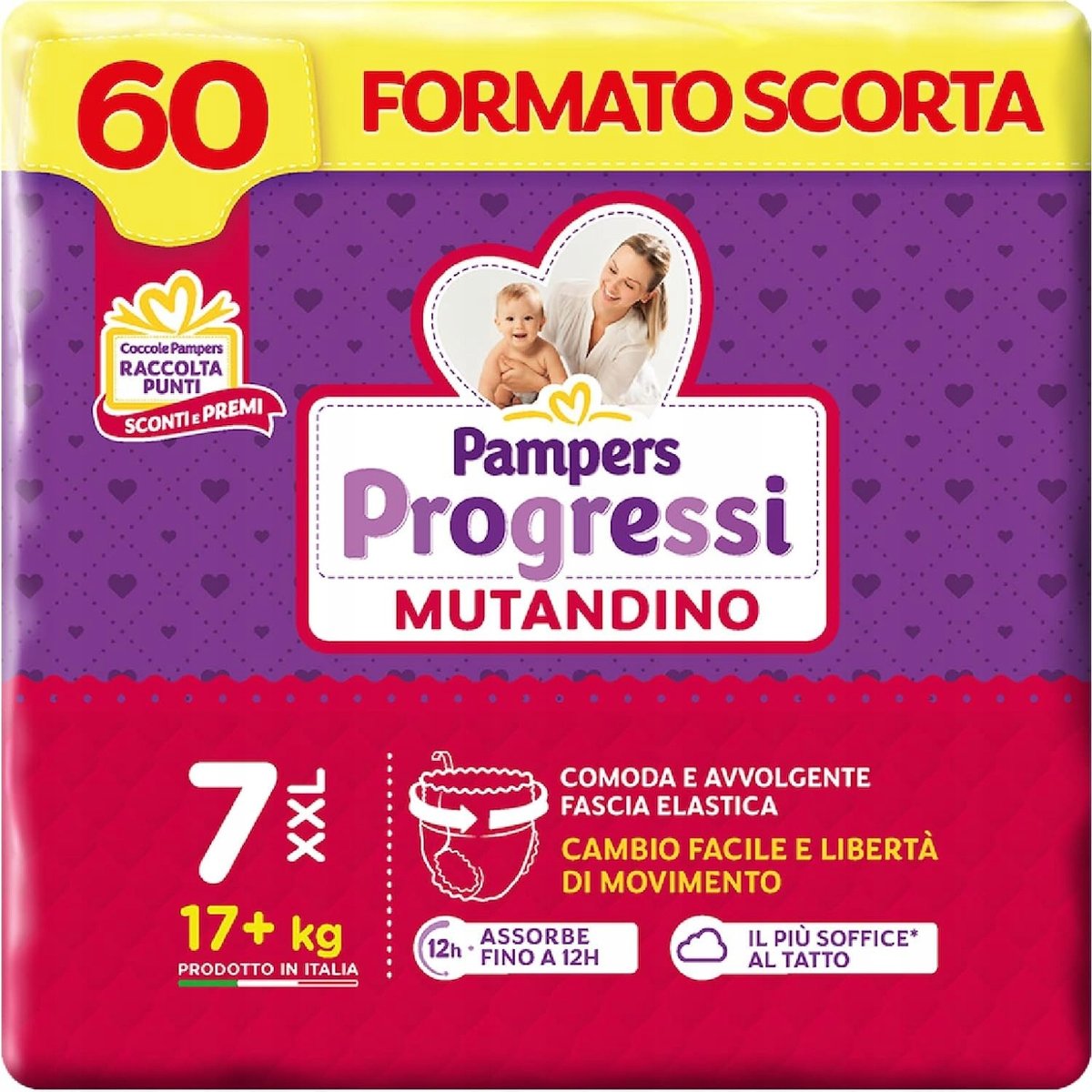 Pampers Progressi Pieluchomajtki Dla dzieci XXL Rozmiar 7 60szt. (17+ Kg)