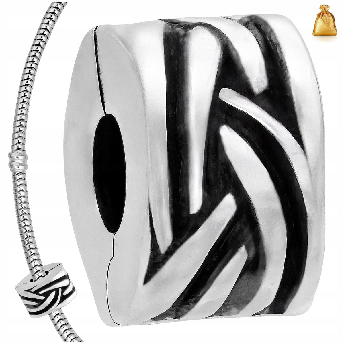 Srebrny Charms Zawieszka Koralik Orkągły Srebro Próba 925 Rodowane