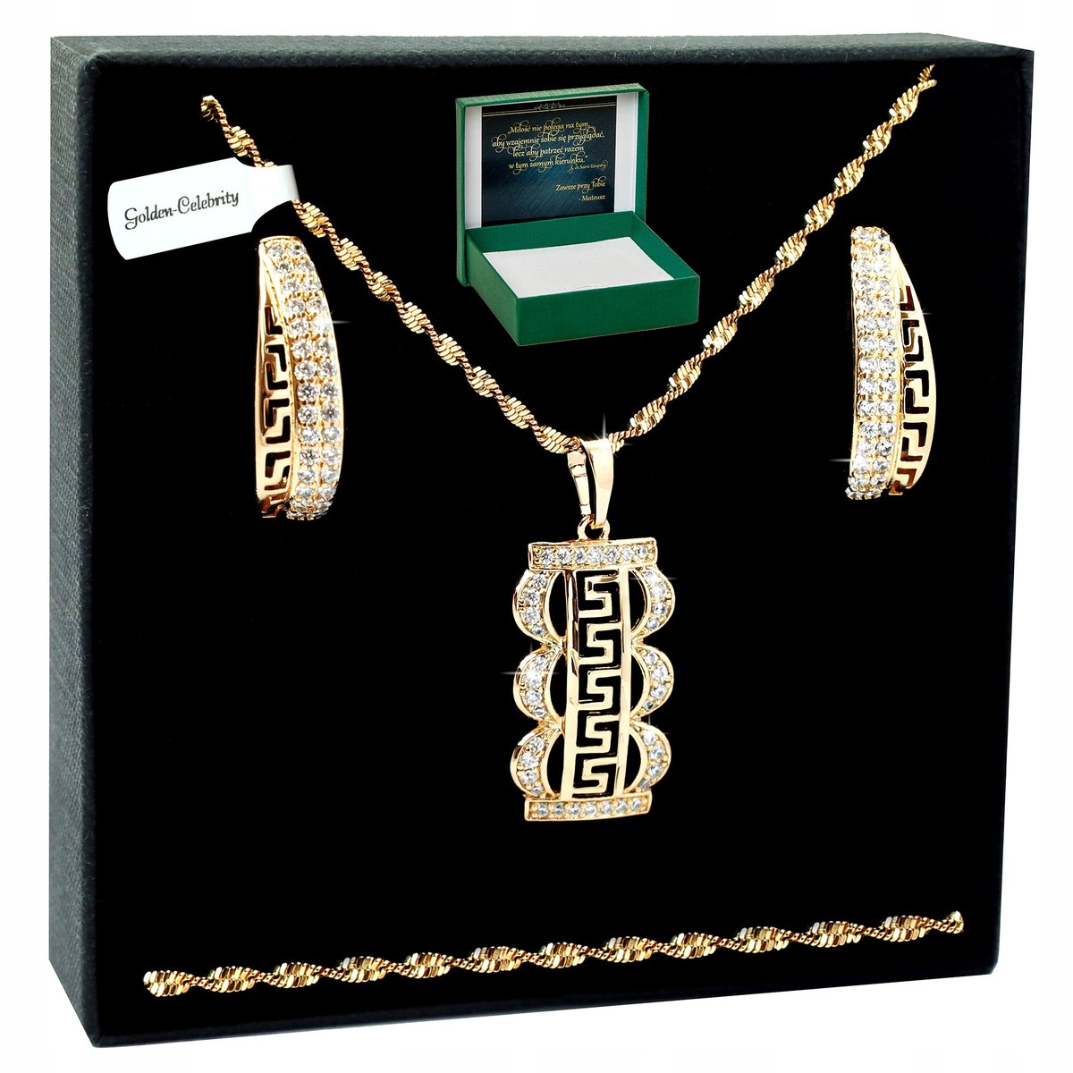 ELEGANCKI KOMPLET BIŻUTERII / GRECKI WZÓR / 55 CM PREZENT DLA KOBIETY 18K