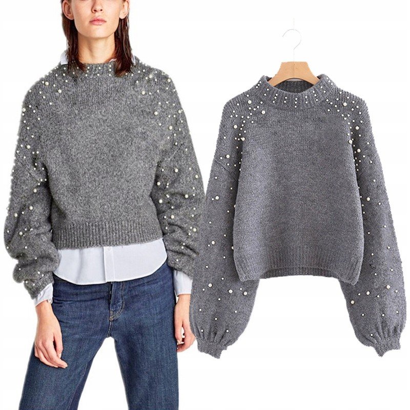 Sweter damski z perłami