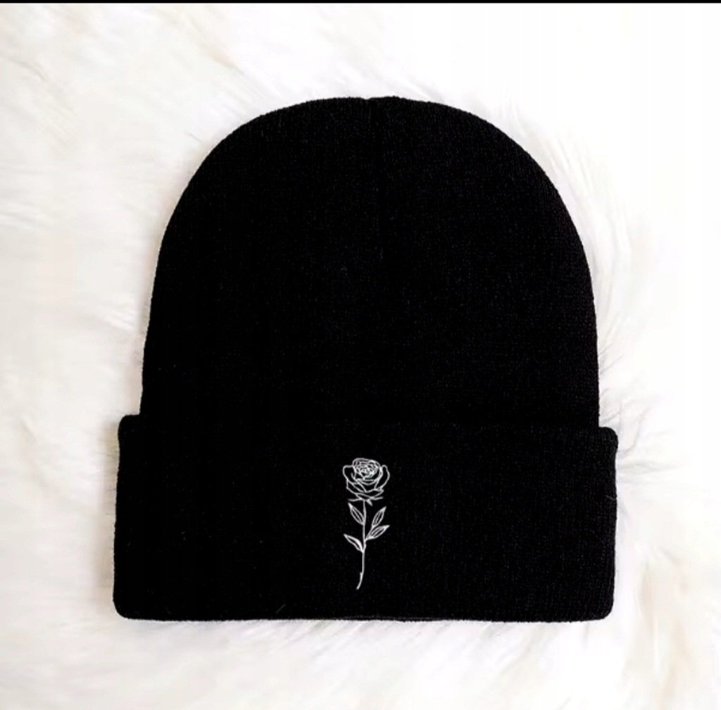 Czapka zimowa beanie róża prezent
