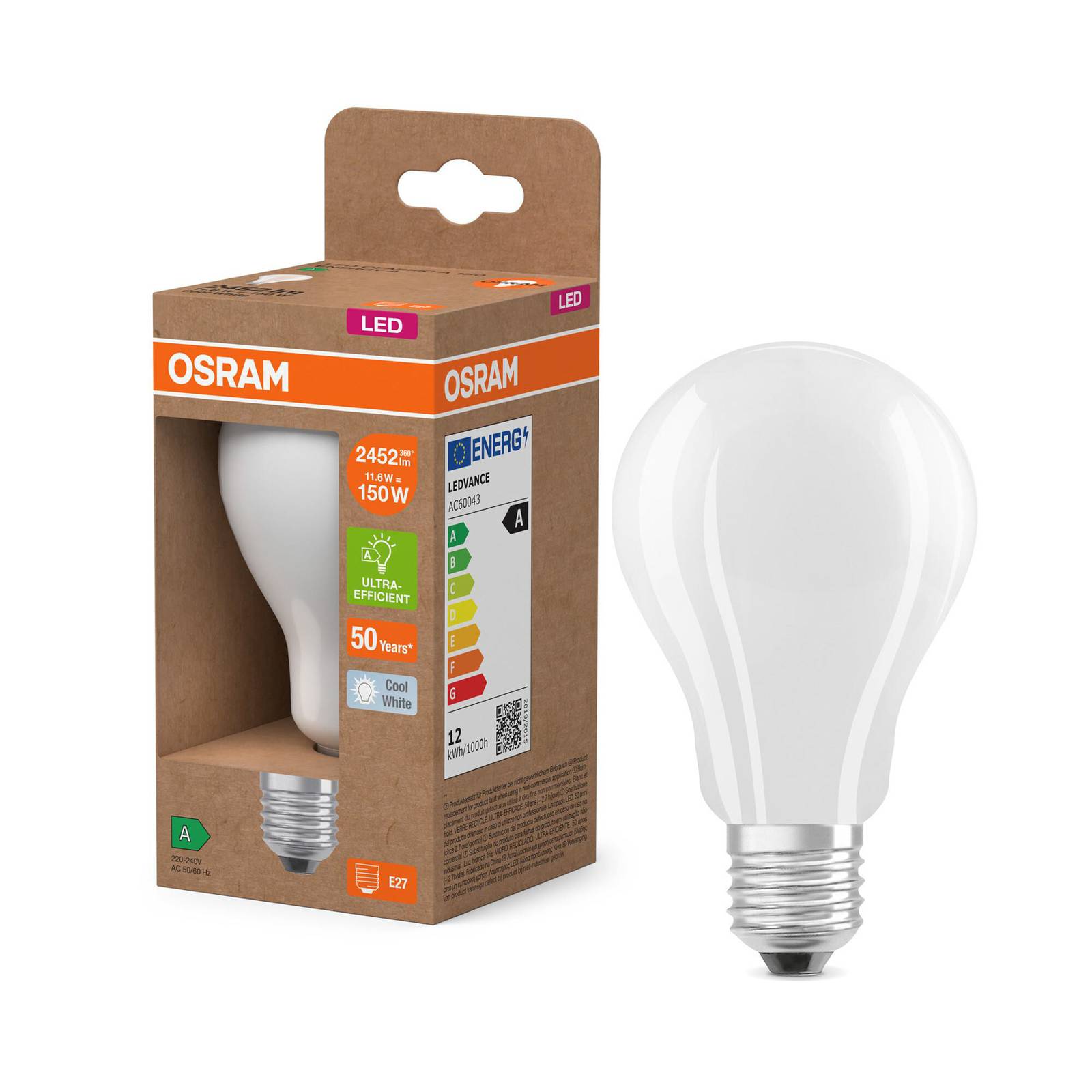 OSRAM żarówka LED E27 11,6W mat 4000K 2452lm