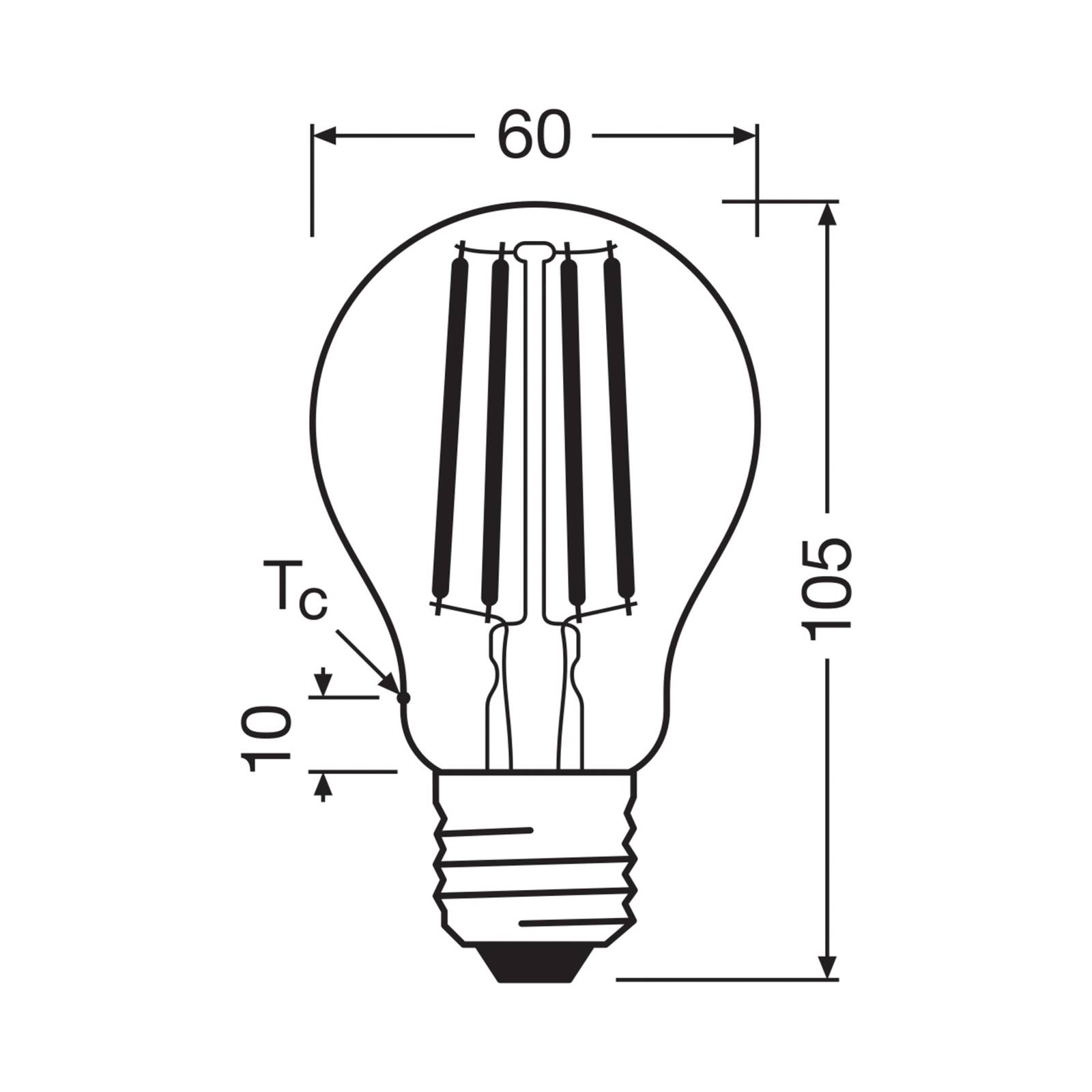 OSRAM żarówka LED E27 5W żarnik 2700K 1055lm 2-pak