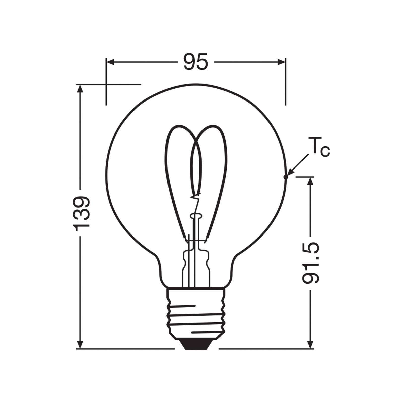 OSRAM LED Vintage G95 E27 4,9W 922 Heart Filament ściemniany złoty