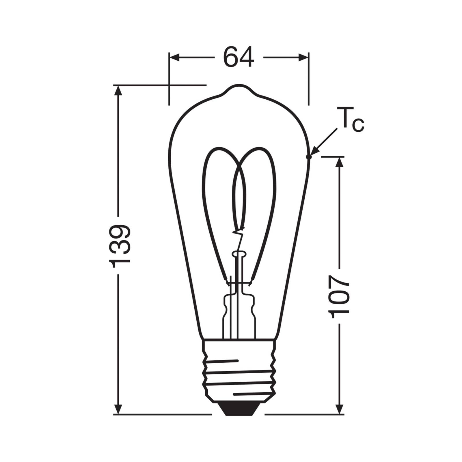 OSRAM LED Vintage ST64 E27 4,9W 922 Heart Filament ściemniany złoty